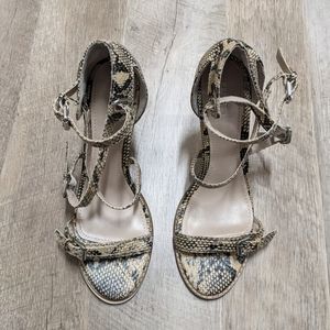 Express Snakeskin Strappy Heels